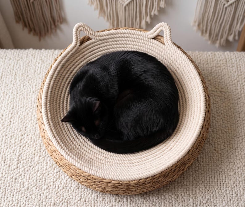 Tapete arranhador redondo 2 em 1 para gatos em corda trançada imagem 4