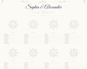 Wedding Seating Chart Printable Floral | Editable Wedding Table Plan | Table Seating Plan PDF | Botanical Wedding