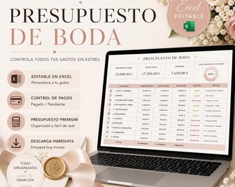 Wedding Budget Planner Spreadsheet | Editable Excel Wedding Budget | Wedding Expense Planner | Digital Template