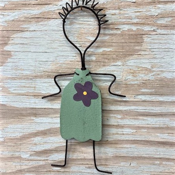 Family Stick Figure Recycled Metal Art - Daughter Girl You Choose