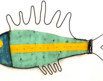 Metal Tropical Fish Sculpture Recycled Metal Upcycled, Repurposed Green Sustainably Hand Crafted Art