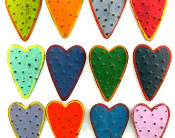 Rustic  Recycled Metal Heart Magnets