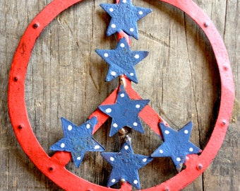 3 Stars and Stripes Peace Sign Magnets Patriotic Rustic Home Decor