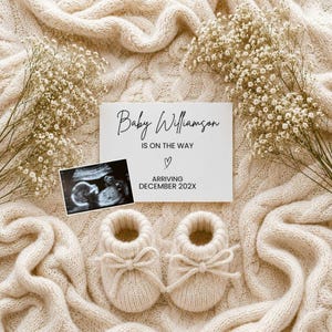 Minimalist Gender-Neutral Pregnancy Reveal | Modern Ultrasound Baby Announcement | Editable Canva Sonogram Template
