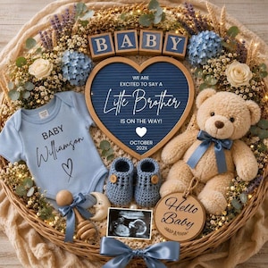 Baby Boy Pregnancy Announcement Template, Digital Canva Template for Social Media, Its a Boy, Editable Blue Baby News (Digital Download)