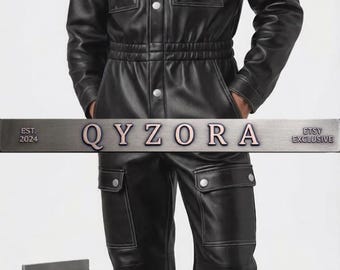 Herren Schwarz Schaffell Leder Animal Catsuit