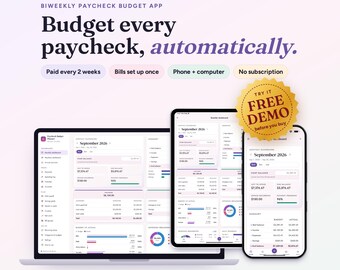 Biweekly Paycheck Budget Planner App, Bill Calendar, Debt & Savings Tracker (Digital Download)