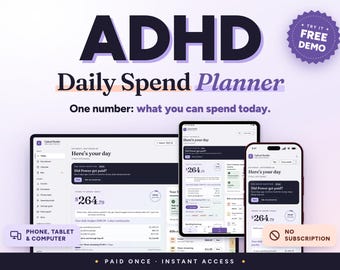 ADHD Budget Planner App | Daily Spending Tracker, Paycheck Budget & Bill Tracker | Phone + Computer, Apple Pay, No Subscription