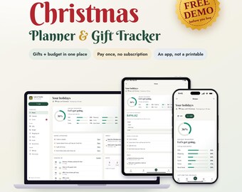 Christmas Planner App Digital Download, Gift Tracker, Budget, Meal Planner, Holiday Organizer, Secret Santa, Countdown, Checklist, Gift List