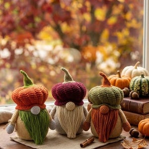 Häkelanleitung für einen Kürbis-Gnom (PDF), Herbst-Gnom-Amigurumi, Herbst-/Halloween-Gnom, Thanksgiving-Deko, Anfängerfreundlich, Sofort-Download