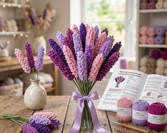 Lavender Crochet Pattern PDF | Beginner Floral Decor | Step-by-Step Photos | Wedding & Home Decor Digital Download