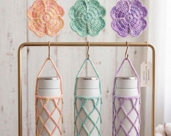 Flaschenhalter Häkelanleitung PDF, Wandelbares Glücksbringer Beutel, Faltbarer Mesh Flaschenhalter, Taschenanhänger, DIY Geschenk,Weinflasche Tasche