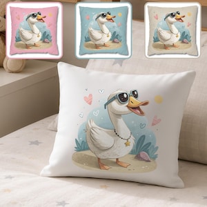 Cute Duck Decorative Pillowcase, Whimsical Sunglasses Duck Throw Pillow Cover