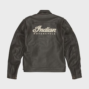Giacca in pelle da motociclista Indian: stile Cafe Racer vintage, autentica giacca da motociclista.