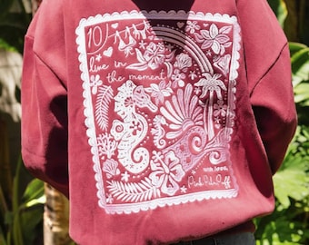 Moletom Pink Palm Puff “Viva o Momento”