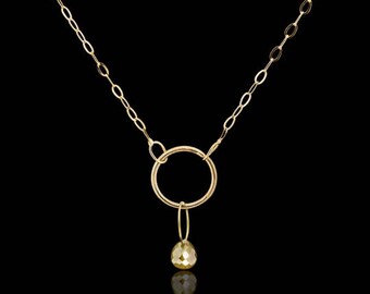 YELLOW DIAMOND SUSPENSE  Necklace handmade Solid Gold