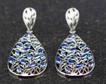 UNIQUE 17 SAPPHIRES in FILIGREE | Earrings in Black Rhodium/Sterling Silver