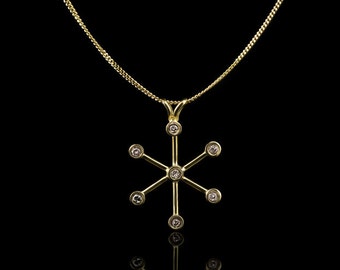 SUN STAR | 18ct Gold necklace with 7 diamonds (Free Shipping)