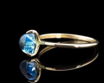 SWISS BLUE TOPAZ | Solid Gold ring in 14 carat  *Free shipping