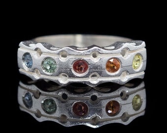 FIVE COLOUR SAPPHIRES | Solid Sterling Silver ring