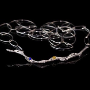 OPAL and CITRINE TWIG | Sterling Silver Necklace (Free Shipping worldwide)
