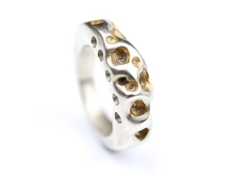 AMORPH | Chunky Sterling Silver Ring with partial 24 K Gold plating (Free shipping)