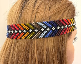 Perlen Stirnband, authentische indigene Handarbeit, Amazon Tribalschmuck, Noke Koi Artisan Made - Brasilien