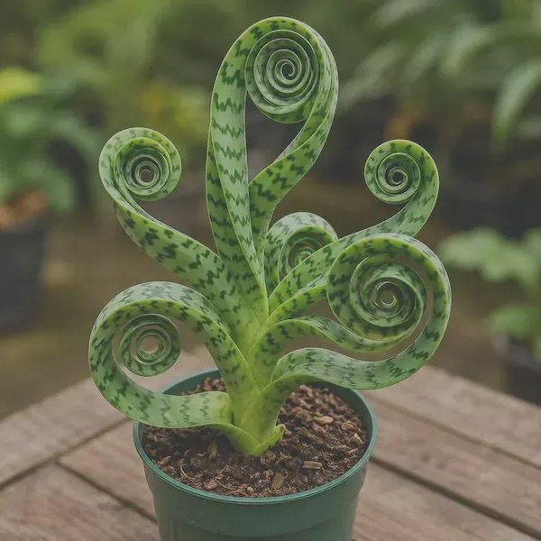Rara pianta di Sansevieria a spirale - Cultivar di Sansevieria riccia - Pianta succulenta esotica da interno in vaso - Regalo unico per la casa e la purificazione dell'aria