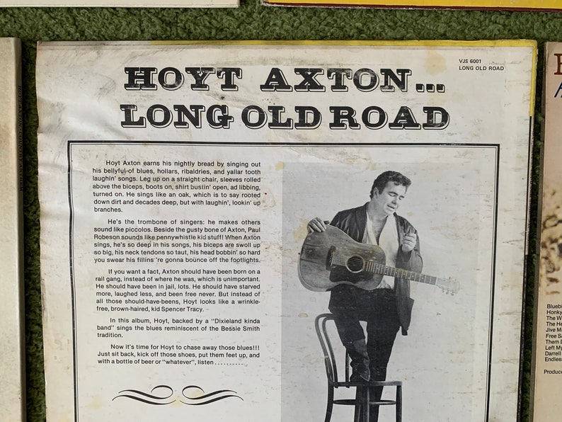 Hoyt Axton Record Bundle, Free Sailin', Sings Bessie Smith, Snowblind Friend, Long Old Road, Country Anthem 1960s-1970s Hoyt Axton Records image 10
