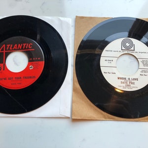 Pacchetto di dischi di Dave Pike, You&#39;ve Got Your Troubles, Jet Set, Where is Love, As Long As He Needs Me, Dischi in vinile, Singoli jazz anni &#39;60