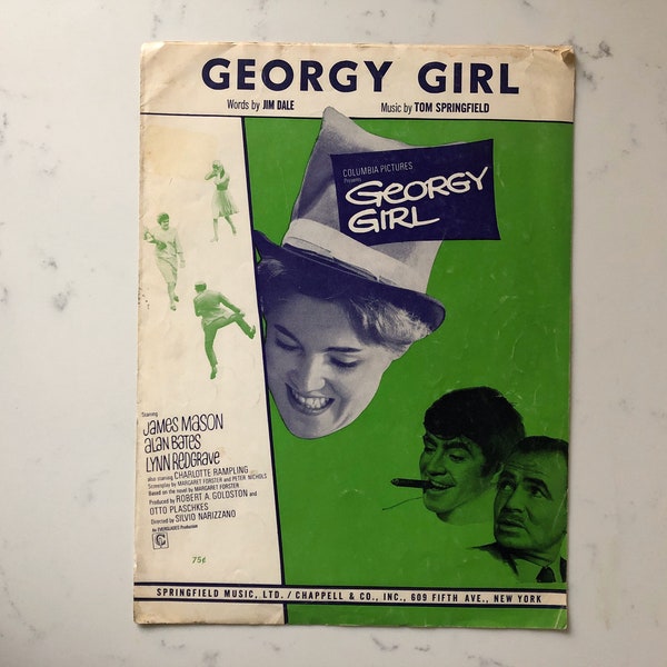 Georgy Girl Sheet Music | Music by Tom Springfield | Words by Jim Dale | James Mason | Lynn Redgrave | Alan Bates