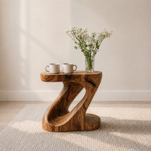 Organic Sculptural Modern Unique Strong Wood Side Table