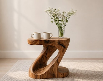 Organic Sculptural Modern Unique Strong Wood Side Table