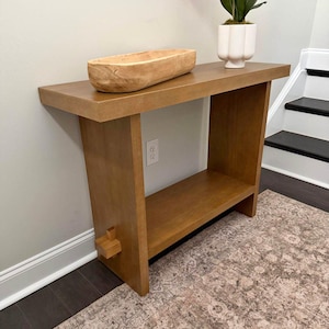Solid Wood Modern Entryway Table with Storage | Minimalist Hallway Accent Furniture