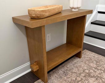 Solid Wood Modern Entryway Table with Storage | Minimalist Hallway Accent Furniture