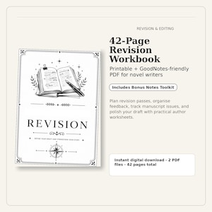 Novel Revision Workbook, Printable Editing Planner for Writers, GoodNotes Author PDF