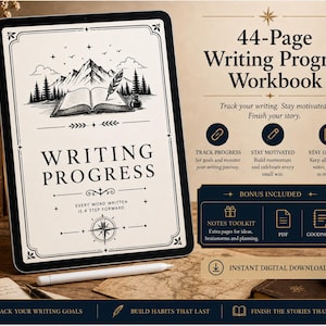 Writing Progress Tracker for Novel Writers, 44-Page Printable Workbook