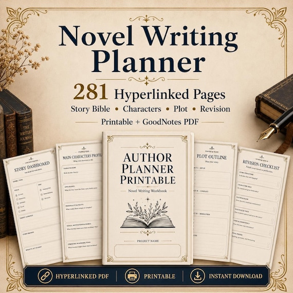 Complete Novel Writing Planner and Story Bible, 281-Page PDF