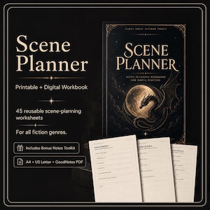 Reusable Scene Planner for Novel Writers, 45 Fiction Worksheets