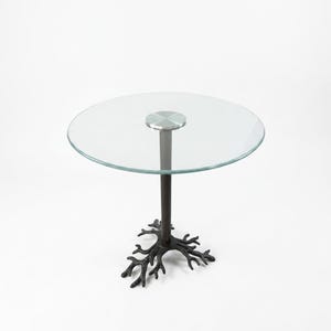 Hand-Forged Cast Iron Root Table Base, Vintage Industrial Coffee Table with Glass Top, Rustic Home Decor