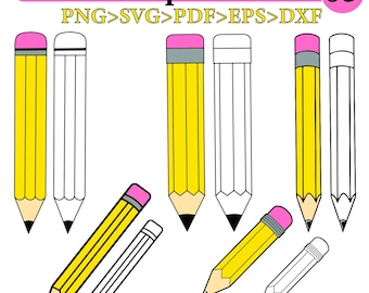 Potlood SVG-bundel, Potlood clipart svg, Leraar SVG, School clipart, school SVG, Terug naar school svg, schattig potlood svg.