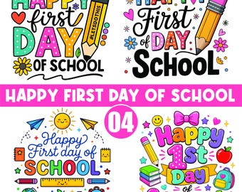 Eerste schooldag-SVG | Ontwerp schoolshirt | SVG-bundel voor leraar | Terug naar school-svg, Happy school-svg.