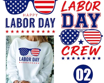 SVG-bundel voor Dag van de Arbeid, SVG-bestand 'Fijne Dag van de Arbeid', SVG-bestand 'Dag van de Arbeid', SVG-bestand 'Amerikaans Patriotisch Shirt', SVG-bestand 'Brillen met Amerikaanse Vlag' voor Dag van de Arbeid.
