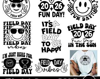 SVG-bundel voor sportdag 2026, SVG-bestand voor shirt voor sportdag op school, SVG-bestand voor retro smiley, SVG-bestand voor vredesteken, SVG-bestand voor leraar.