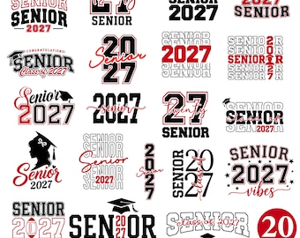 SVG-bundel voor eindexamenkandidaten 2027, SVG-bestand van de klas van 2027, SVG-bestand voor afstuderen, SVG-bestand voor eindexamenshirt, ontwerp voor shirts voor eindexamenkandidaten 2027.