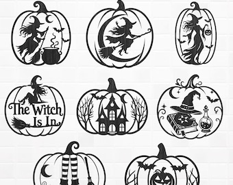Halloween Pompoen SVG Bundel, Heksenpompoen SVG, Halloween Snijbestand, Pompoen Silhouet, halloween pompoen svg.
