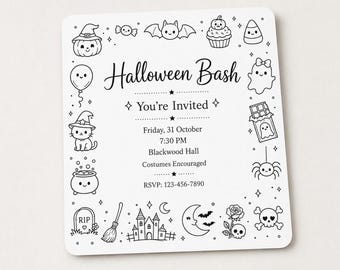 Halloween SVG-bundel met contouren, 80 schattige Halloween-clipart in SVG-formaat, kleurplaten van spoken, pompoenen, vleermuizen en heksen.