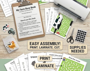 Printable Farm Animals Busy Binder: Toddler Preschool Learning Activities, Quiet Book PDF Download