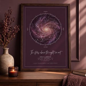 Stampa personalizzata della mappa stellare, opera d'arte personalizzata del cielo notturno, regalo di anniversario (file digitale)