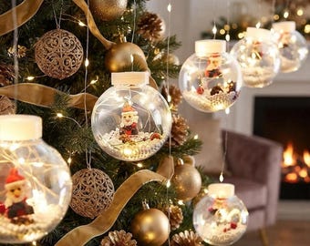 Santa Claus Globe Curtain Lights, Christmas Window Decor, Warm Hanging LED Garland